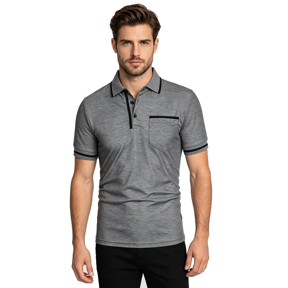 Men'S Summer New Fashionable Short Sleeved Polo Shirt, Loose Casual Pocket Polo Shirt, Breathable Male Tops