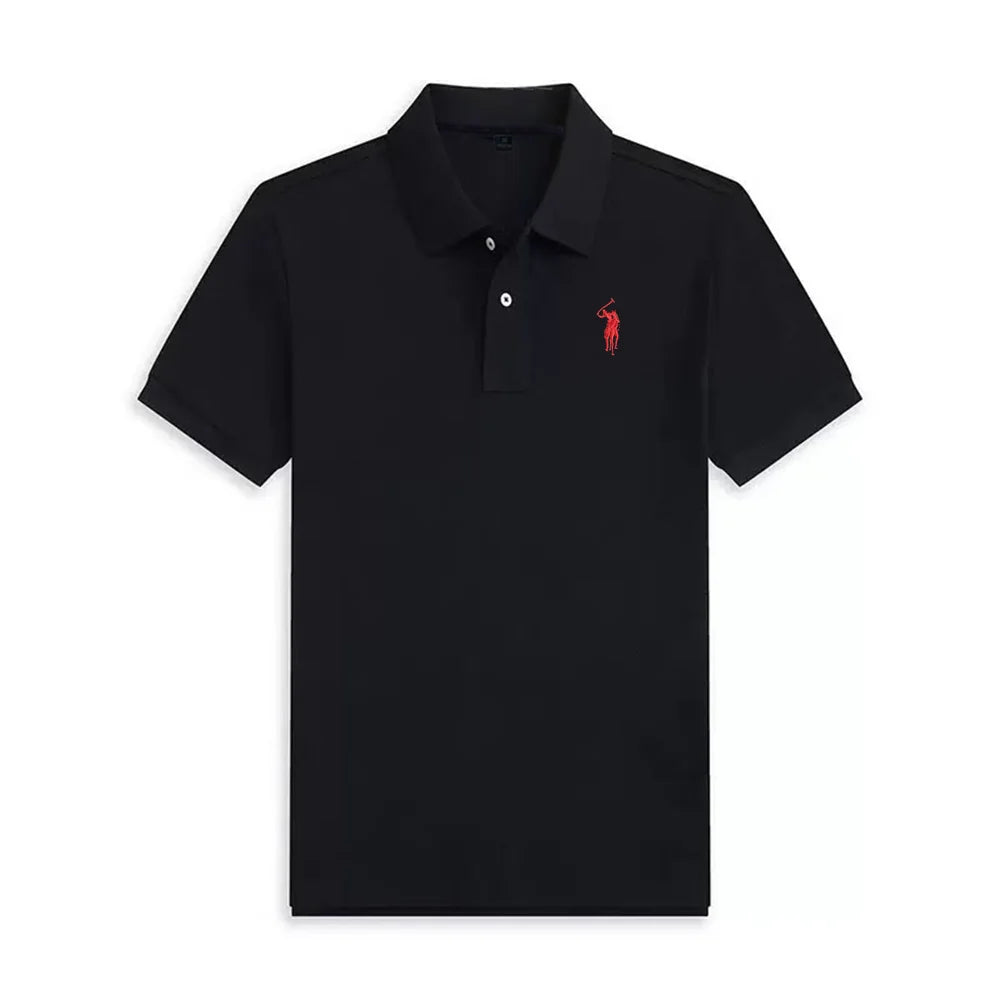Short sleeved men's polo shirt summer fashion high-end brand pony embroidery golf top casual business T-shirt