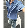 Pure Lust Style Texture Knitted Polo Shirt for Men, Summer Mesh Breathable Short Sleeves and Half Sleeves