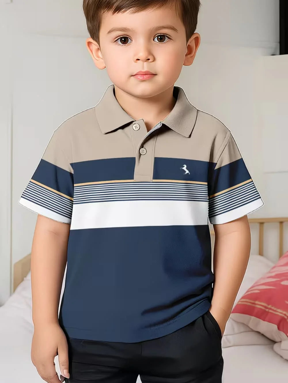 Children Polo Shirts Striped 3D Print Kids Summer Fashion Casual Lapel T-Shirt Boy Girl Unisex Children's Clothing Tshirt Tops