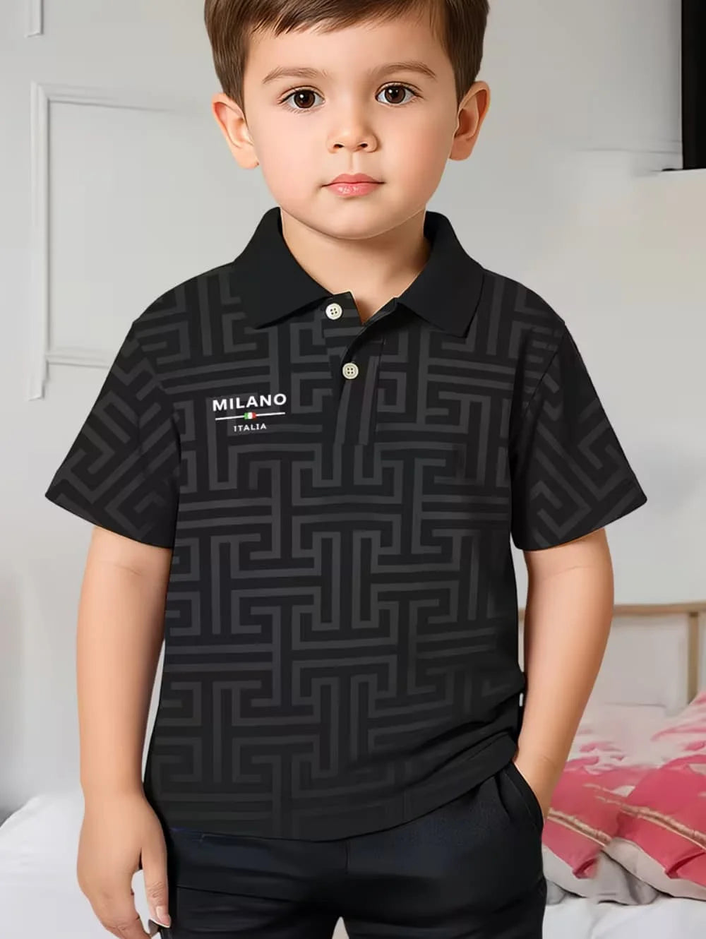 Children Polo Shirts Striped 3D Print Kids Summer Fashion Casual Lapel T-Shirt Boy Girl Unisex Children's Clothing Tshirt Tops