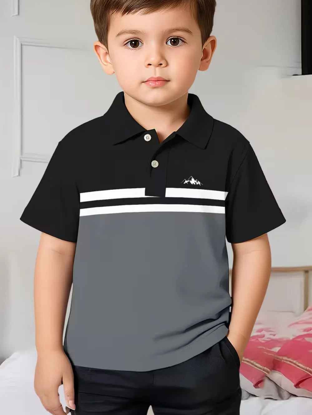 Children Polo Shirts Striped 3D Print Kids Summer Fashion Casual Lapel T-Shirt Boy Girl Unisex Children's Clothing Tshirt Tops