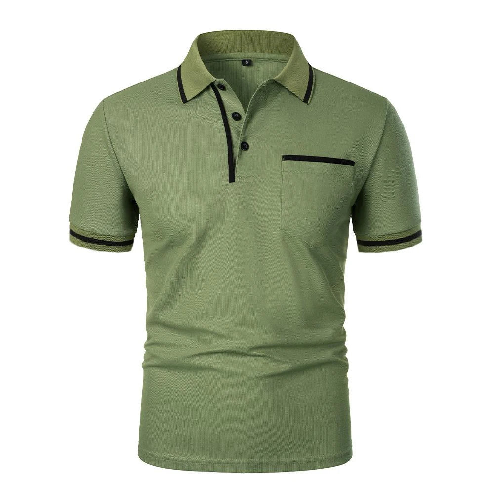 Men'S Summer New Fashionable Short Sleeved Polo Shirt, Loose Casual Pocket Polo Shirt, Breathable Male Tops