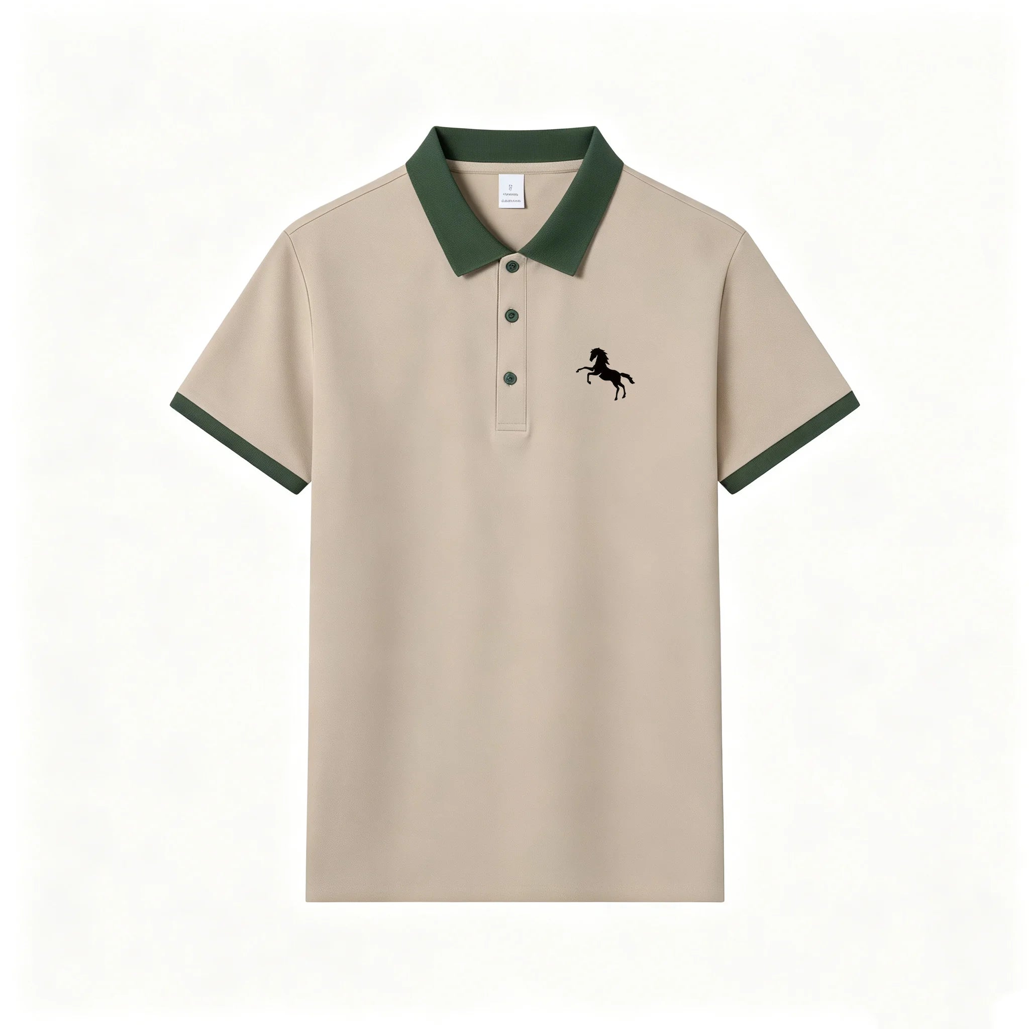 2026 Hot Trend Unisex Short Sleeve Polo Shirt Minimal Horse Silhouette Print Contrast Collar Breathable Daily Sport Top S-2XL