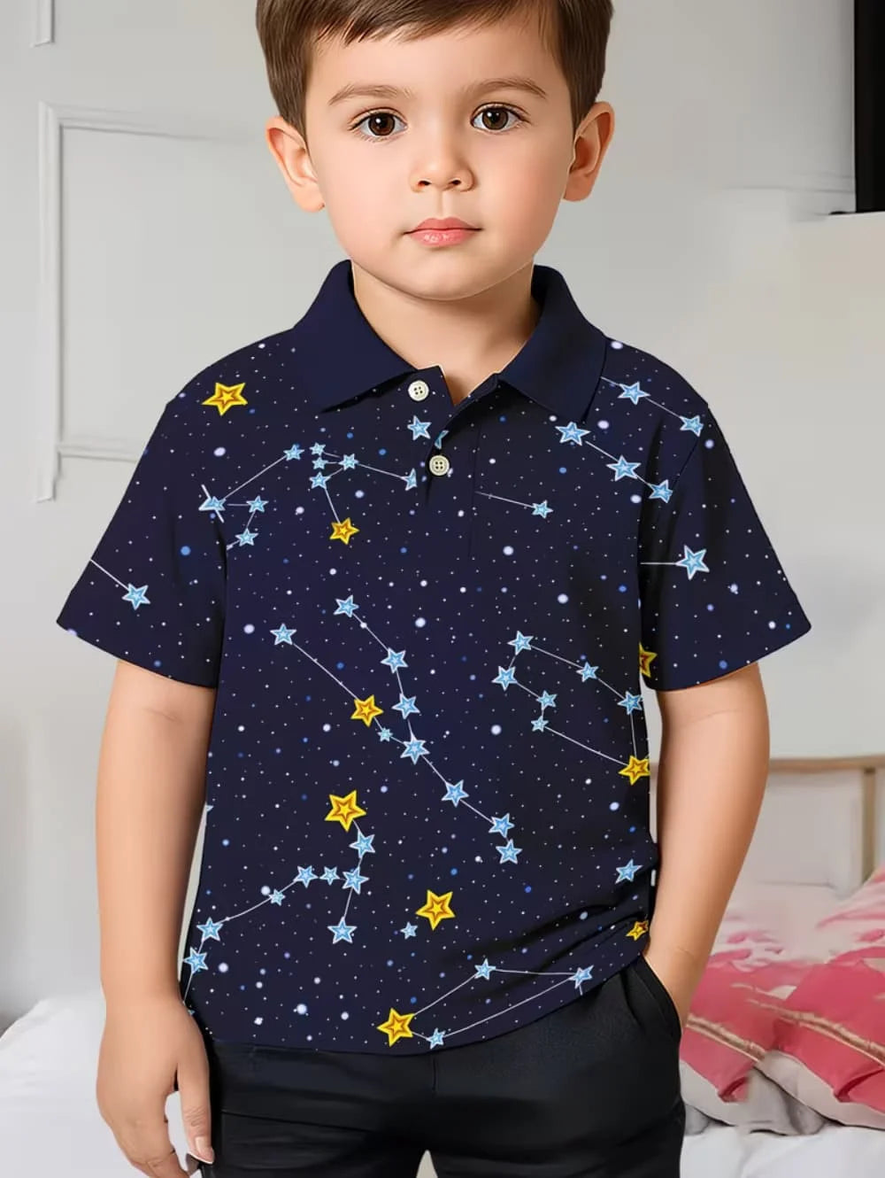 Children Polo Shirts Striped 3D Print Kids Summer Fashion Casual Lapel T-Shirt Boy Girl Unisex Children's Clothing Tshirt Tops