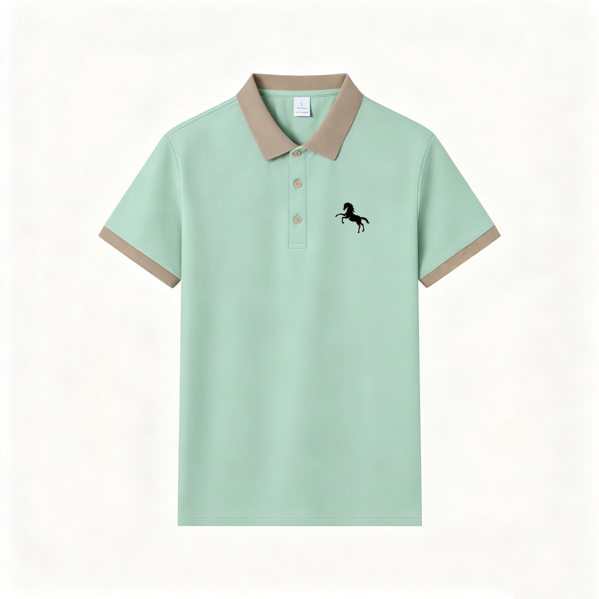 2026 Hot Trend Unisex Short Sleeve Polo Shirt Minimal Horse Silhouette Print Contrast Collar Breathable Daily Sport Top S-2XL