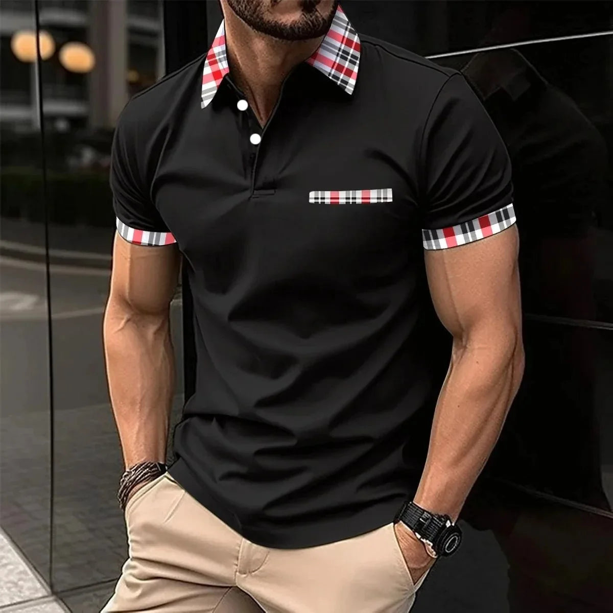 The 2026 Summer New Men's POLO Shirt Features A Casual Fashionable Comfortable Soft and Breathable 3D Striped Pattern Print Kids