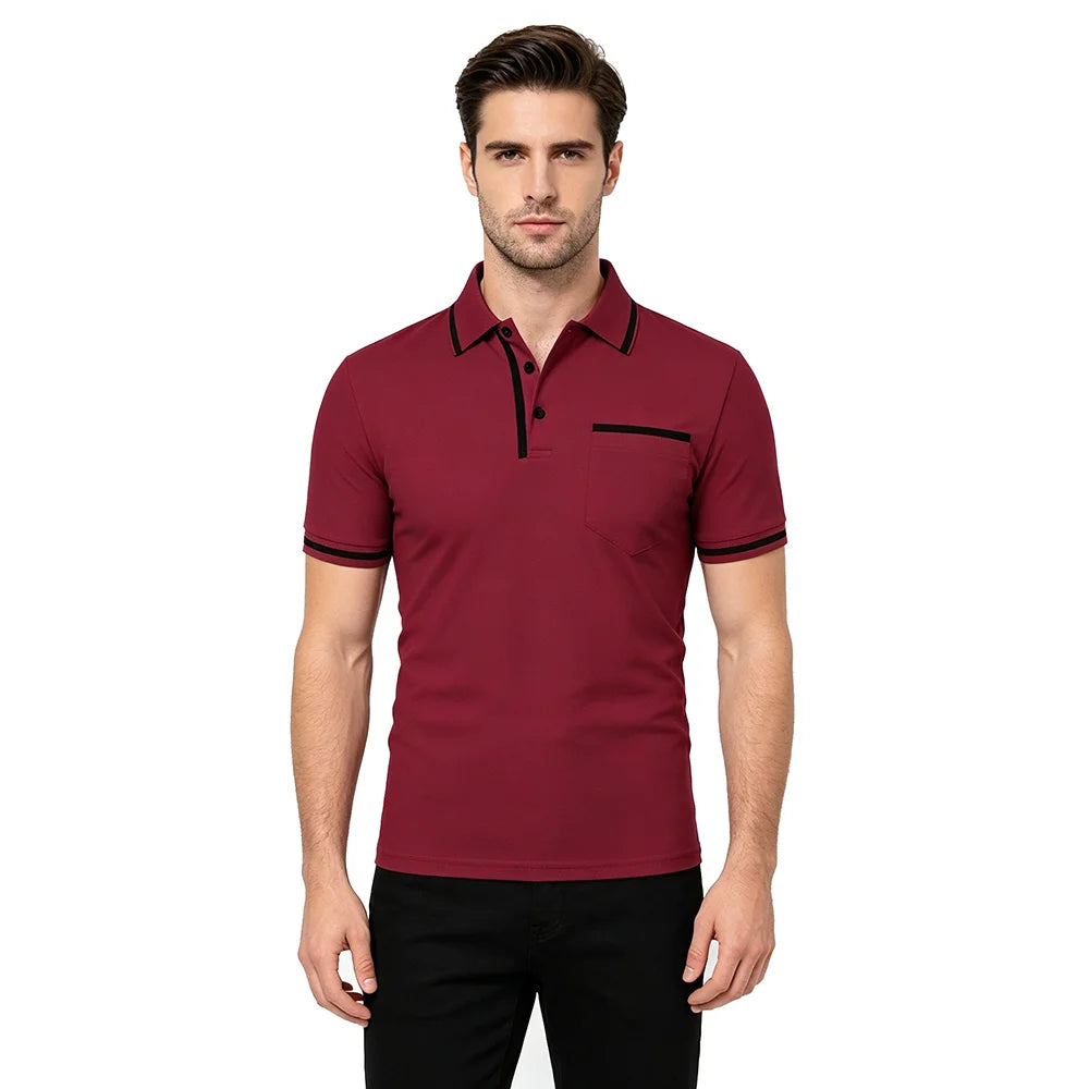 Men'S Summer New Fashionable Short Sleeved Polo Shirt, Loose Casual Pocket Polo Shirt, Breathable Male Tops