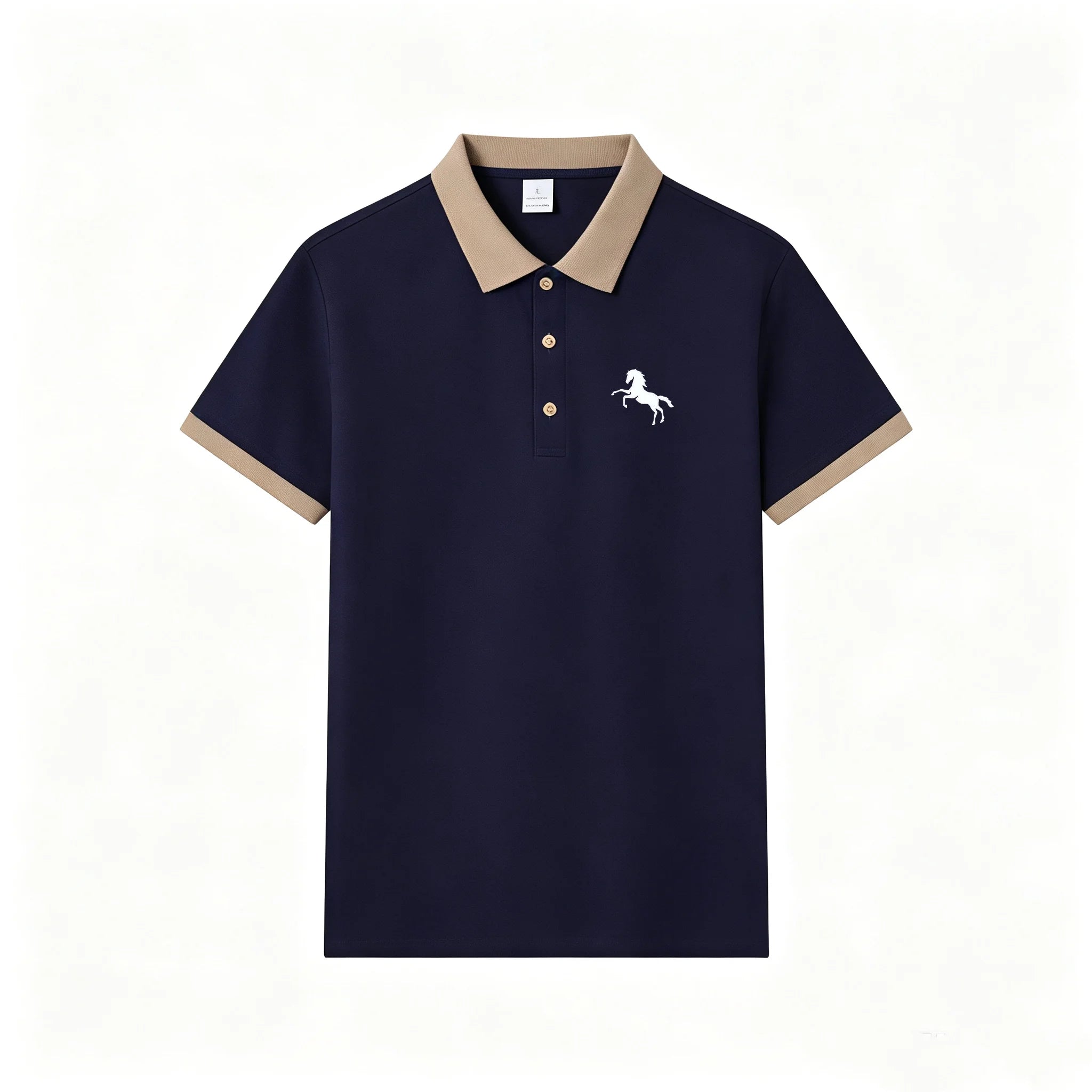 2026 Hot Trend Unisex Short Sleeve Polo Shirt Minimal Horse Silhouette Print Contrast Collar Breathable Daily Sport Top S-2XL