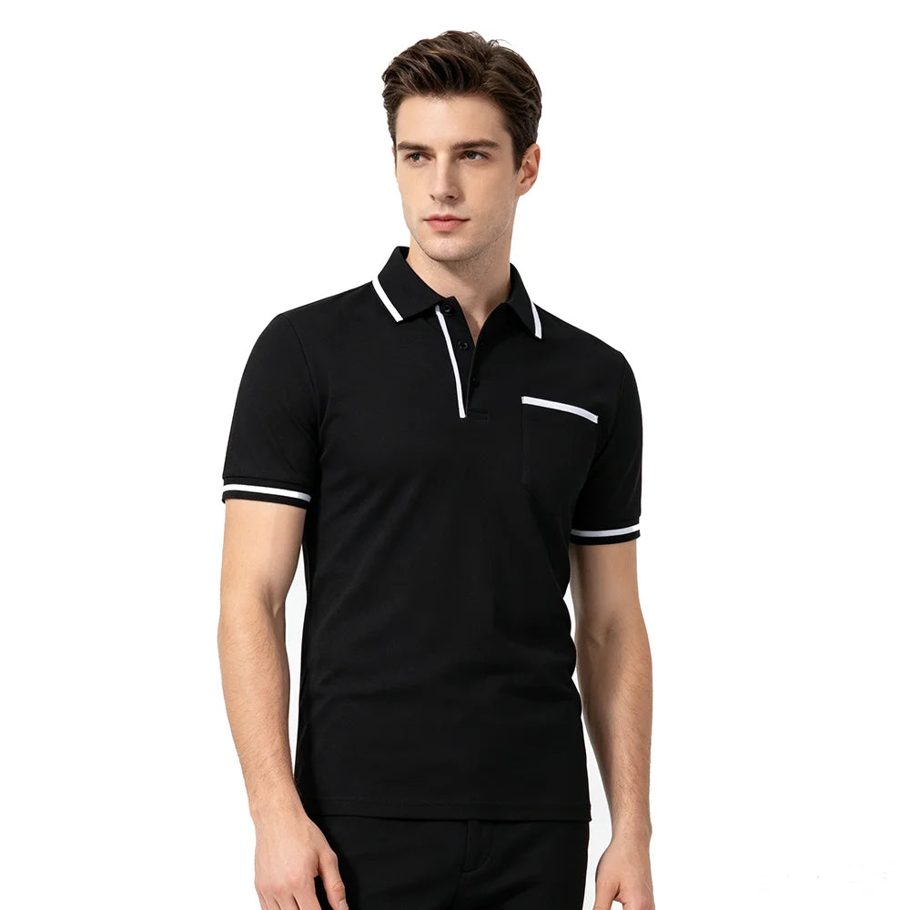 Men'S Summer New Fashionable Short Sleeved Polo Shirt, Loose Casual Pocket Polo Shirt, Breathable Male Tops