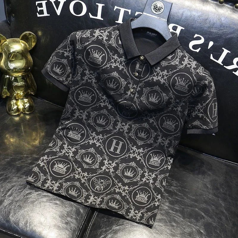 Polo Shirts Drawings T Shirt for Men Rock Top Alphabet Man with Collar Tee Quick-drying Casual Luxury Elegant Slim Fit Summer Xl