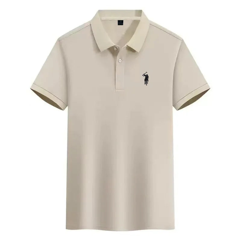 Short sleeved men's polo shirt summer fashion high-end brand pony embroidery golf top casual business T-shirt