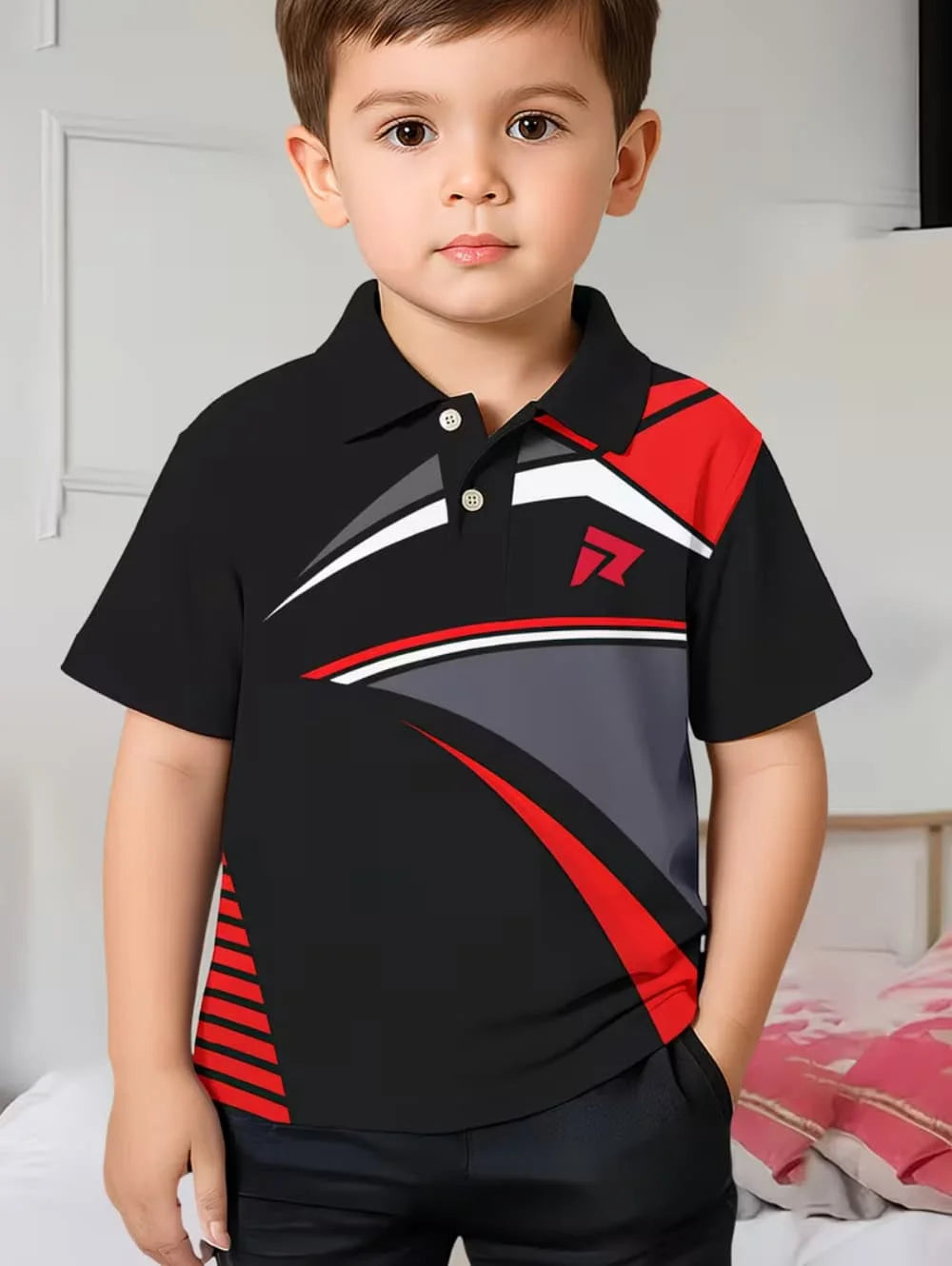 Children Polo Shirts Striped 3D Print Kids Summer Fashion Casual Lapel T-Shirt Boy Girl Unisex Children's Clothing Tshirt Tops