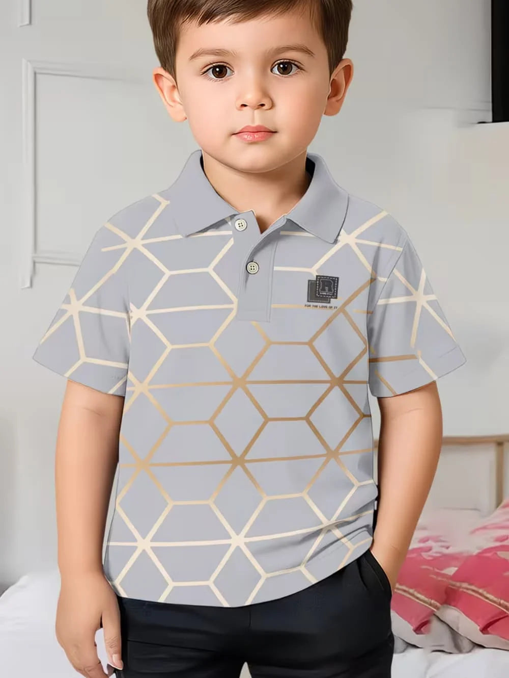 Children Polo Shirts Striped 3D Print Kids Summer Fashion Casual Lapel T-Shirt Boy Girl Unisex Children's Clothing Tshirt Tops