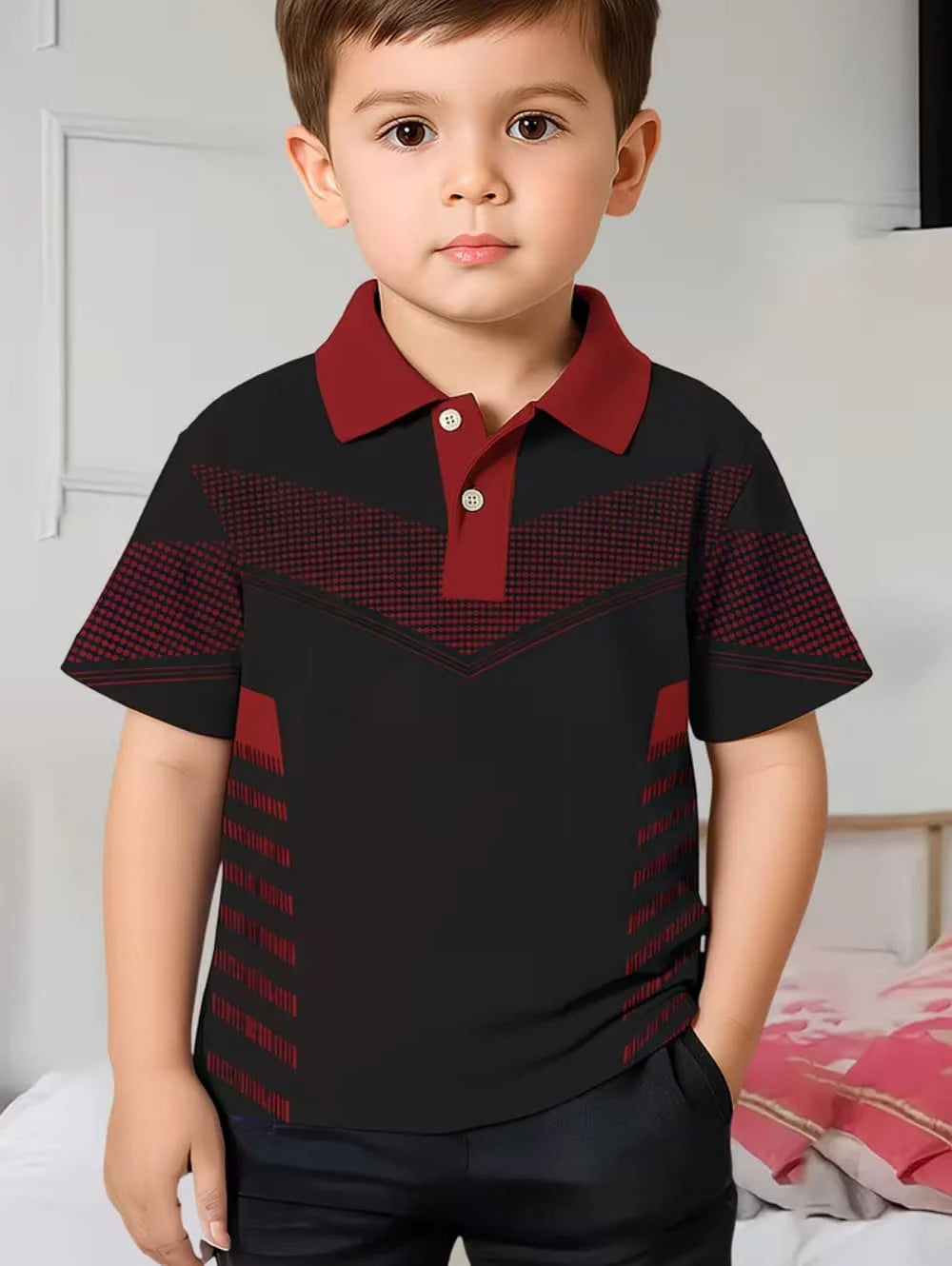 Children Polo Shirts Striped 3D Print Kids Summer Fashion Casual Lapel T-Shirt Boy Girl Unisex Children's Clothing Tshirt Tops