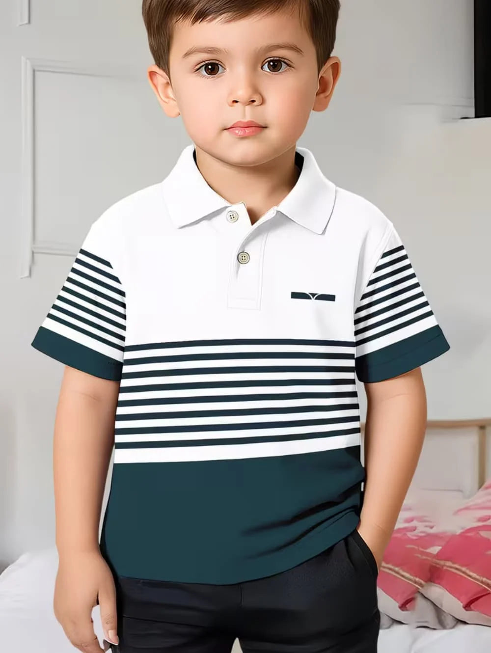 Children Polo Shirts Striped 3D Print Kids Summer Fashion Casual Lapel T-Shirt Boy Girl Unisex Children's Clothing Tshirt Tops