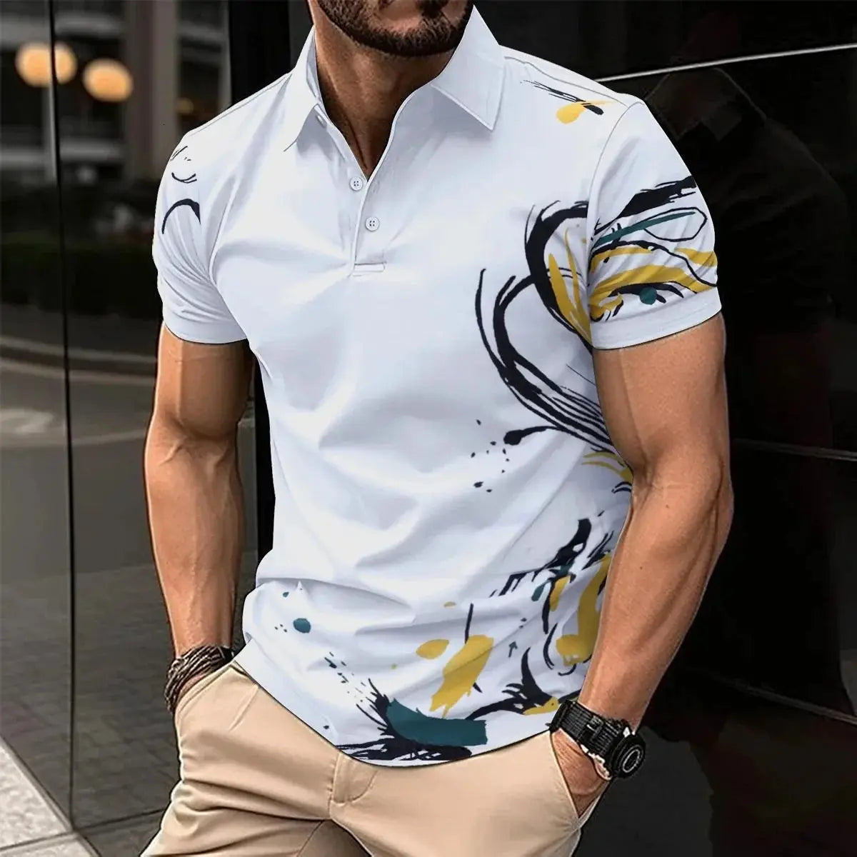 The 2026 Summer New Men's POLO Shirt Features A Casual Fashionable Comfortable Soft and Breathable 3D Striped Pattern Print Kids