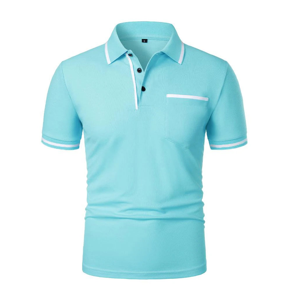 Men'S Summer New Fashionable Short Sleeved Polo Shirt, Loose Casual Pocket Polo Shirt, Breathable Male Tops