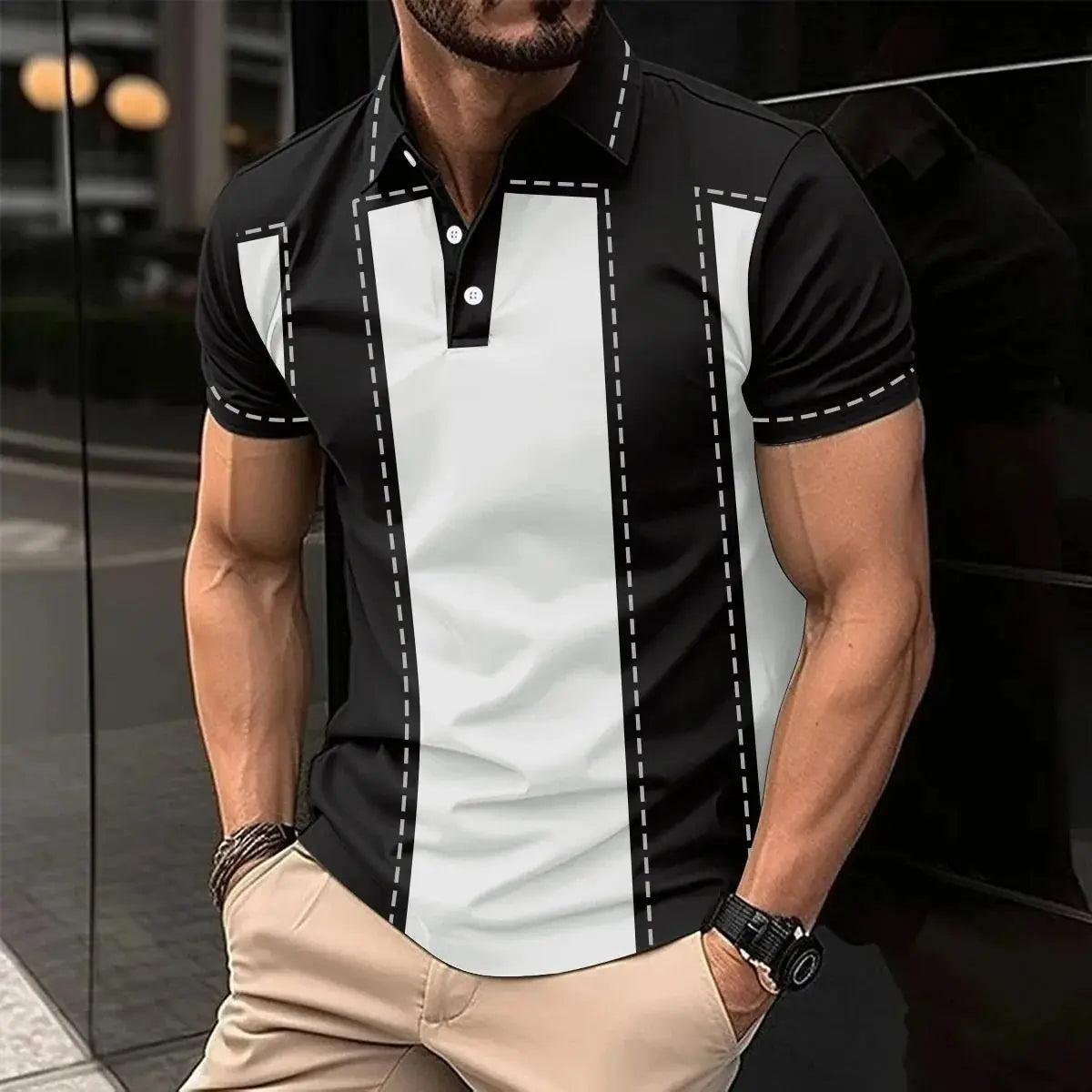 The 2026 Summer New Men's POLO Shirt Features A Casual Fashionable Comfortable Soft and Breathable 3D Striped Pattern Print Kids