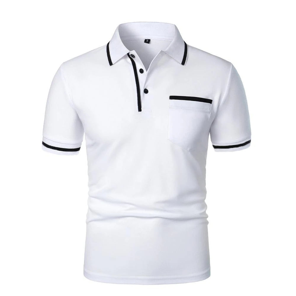 Men'S Summer New Fashionable Short Sleeved Polo Shirt, Loose Casual Pocket Polo Shirt, Breathable Male Tops
