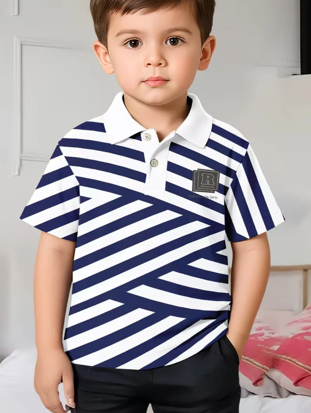 Children Polo Shirts Striped 3D Print Kids Summer Fashion Casual Lapel T-Shirt Boy Girl Unisex Children's Clothing Tshirt Tops